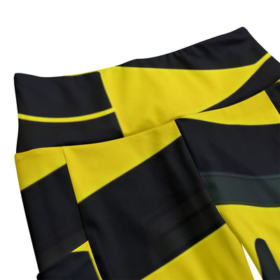 Ptahra B Women's Yellow/Black High Waist Leggings With Side Pocket