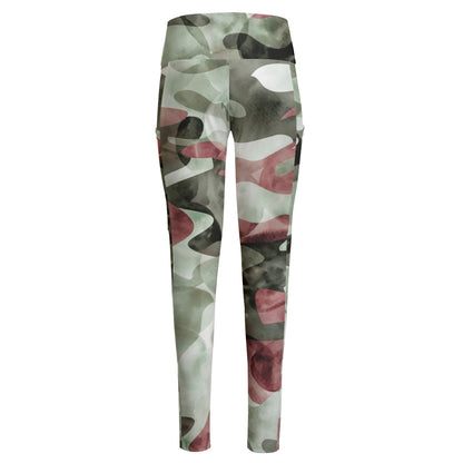 Ptahra B Women's Light Fade Camo Type High Waist Leggings With Side Pocket