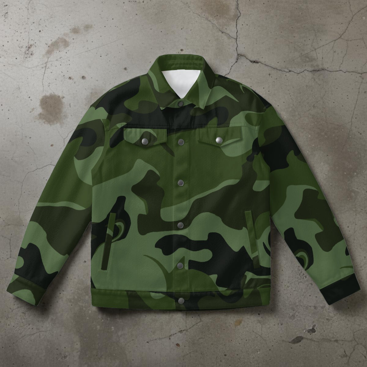 Ptahra Unisex Green Camo Collared Jacket