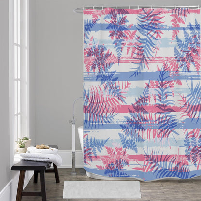 Ptahra B Floral Leaf Beach Feel Shower Curtains