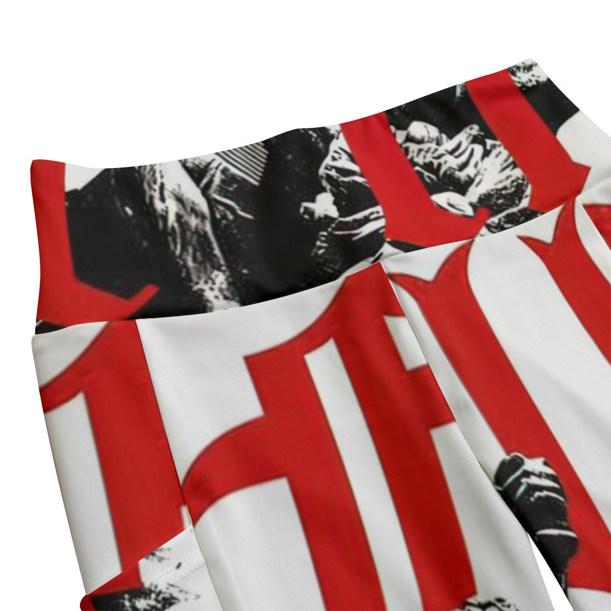 Ptahra B Women's White/Black Art/Red Lettering High Waist Leggings With Side Pocket