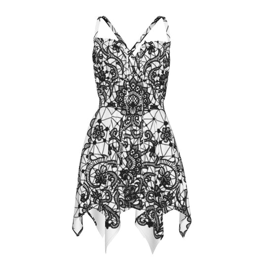 Ptahra B Women's White/Black Stain Glass Style Slip Dress