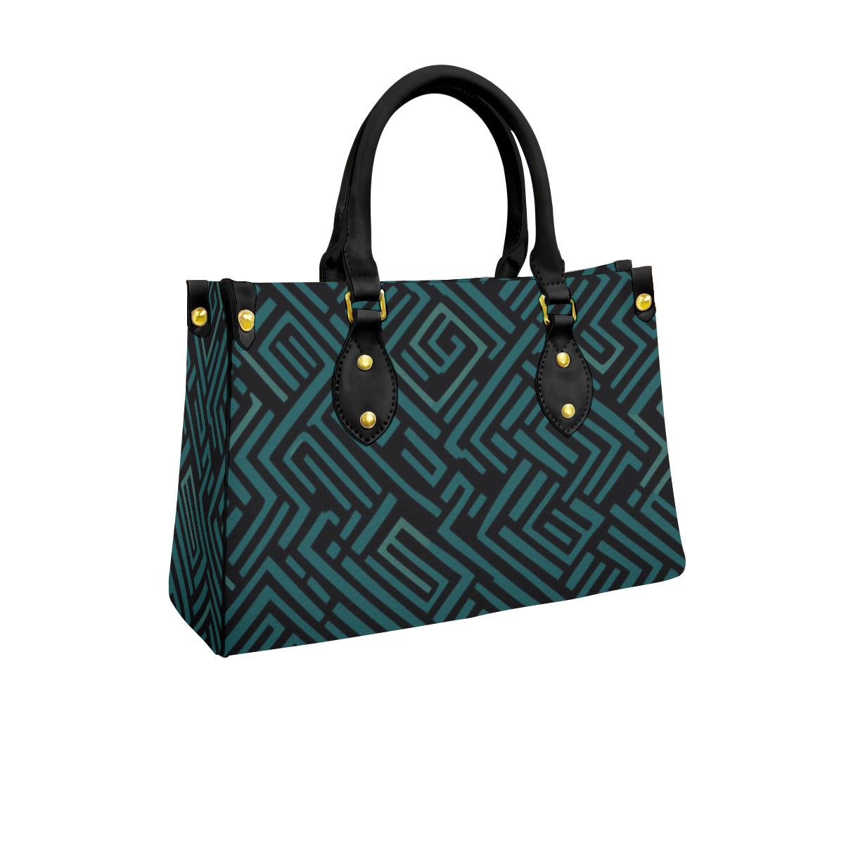 Ptahra B Women's Black/Deep Turquoise Tote Bag with Black Handle