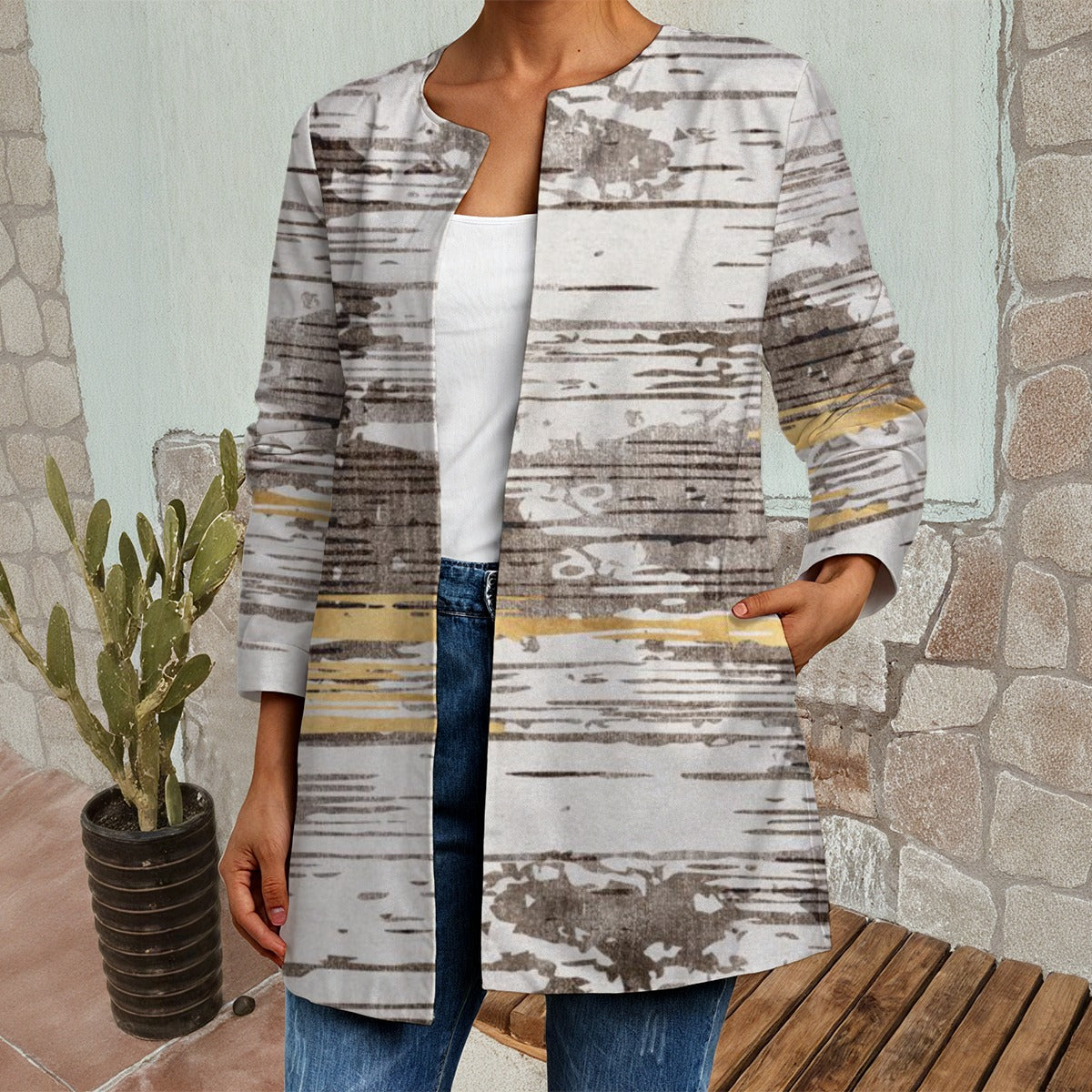 Ptahra B Women's Casual Art Faux Sweater Cardigan