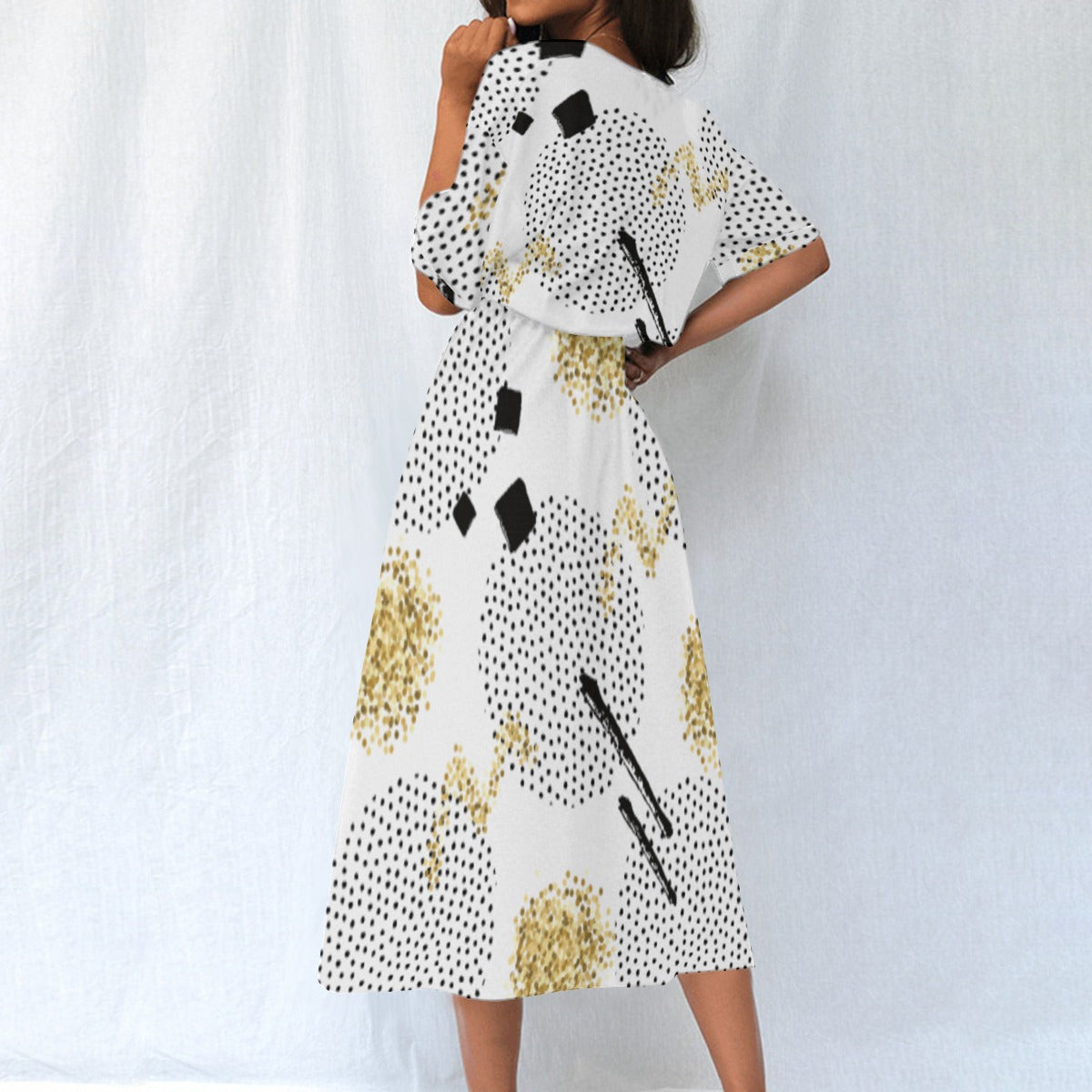 Ptahra B Women's Multi-Circle with Black Elastic Waist Dress