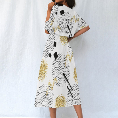 Ptahra B Women's Multi-Circle with Black Elastic Waist Dress