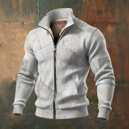 Ptahra Men's Fade Tile Style Thick Knit Fleece Jacket