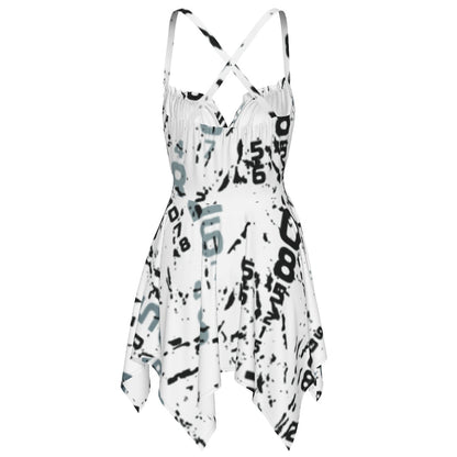 Ptahra B  Women's White with Black/Grey Lettering Slip Dress