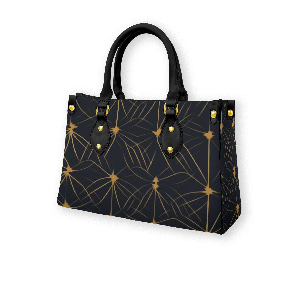 Ptahra B Women's Black/Mustard Yellow Pattern Tote Bag with Black Handle