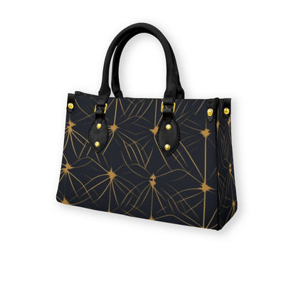 Ptahra B Women's Black/Mustard Yellow Pattern Tote Bag with Black Handle