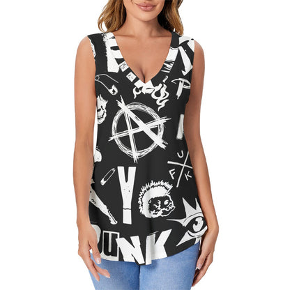 Ptahra B Women's Black/White Art Sports Vest|180GSM COTTON