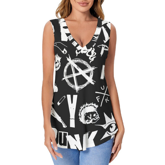 Ptahra B Women's Black/White Art Sports Vest|180GSM COTTON