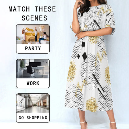 Ptahra B Women's Multi-Circle with Black Elastic Waist Dress