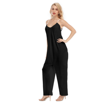 Ptahra Women's Black Loose Cami Jumpsuit