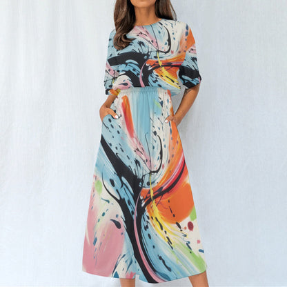 Ptahra B Women's Art Statement Elastic Waist Dress