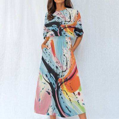 Ptahra B Women's Art Statement Elastic Waist Dress