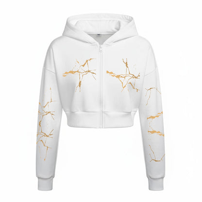 Ptahra Women’s White/Gold Tracksuit With Fleece