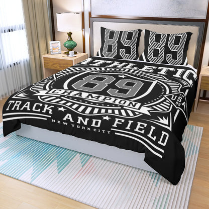 Ptahra Black/White 89 Champion New York Three Piece Duvet Bedding Set