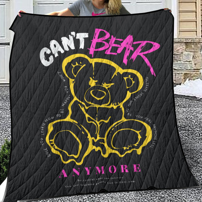 Ptahra B Yellow Motivational Bear Lightweight & Breathable Quilt With Edge-Wrapping Strips