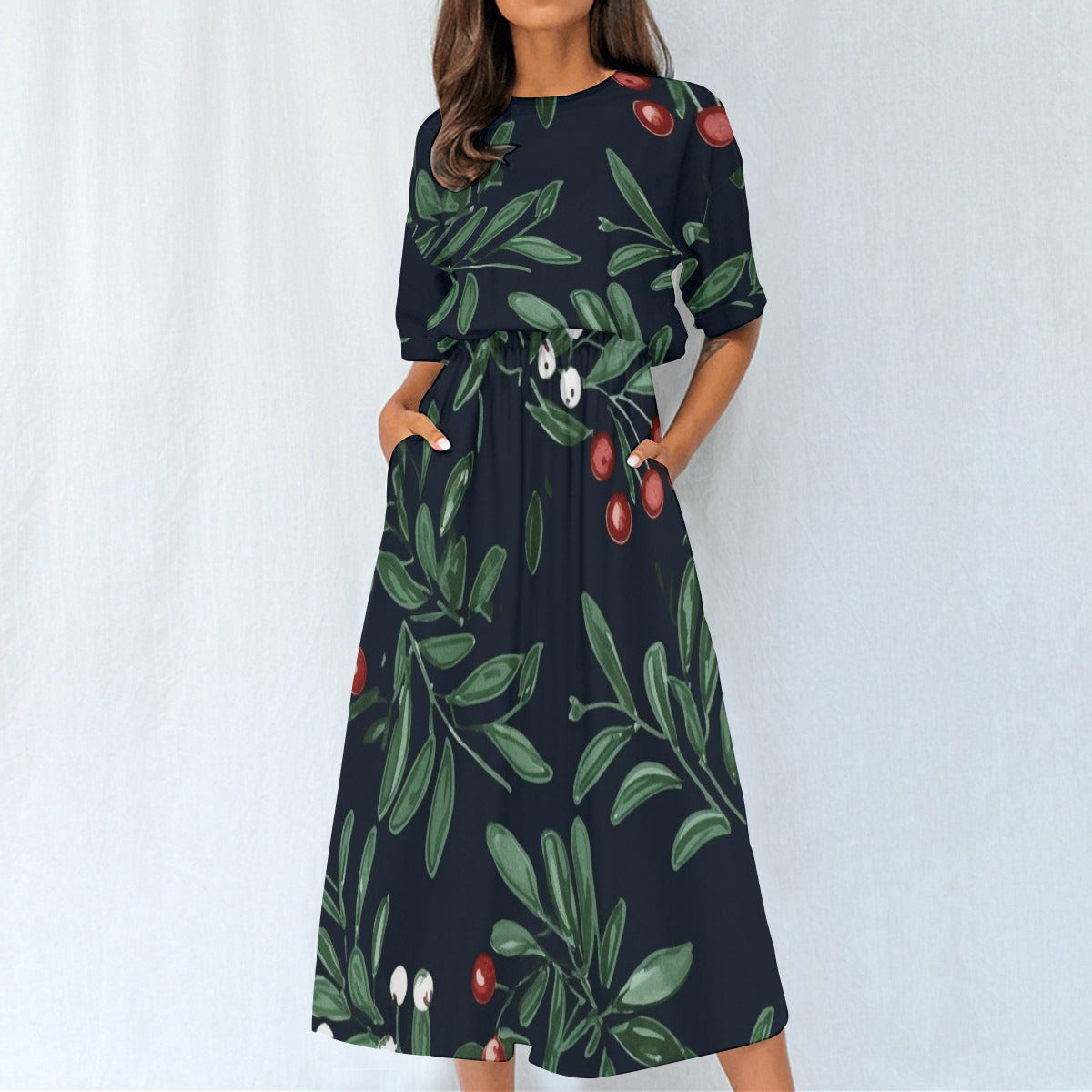 Ptahra B Women's Holiday Feel Elastic Waist Dress