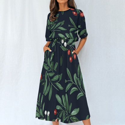 Ptahra B Women's Holiday Feel Elastic Waist Dress