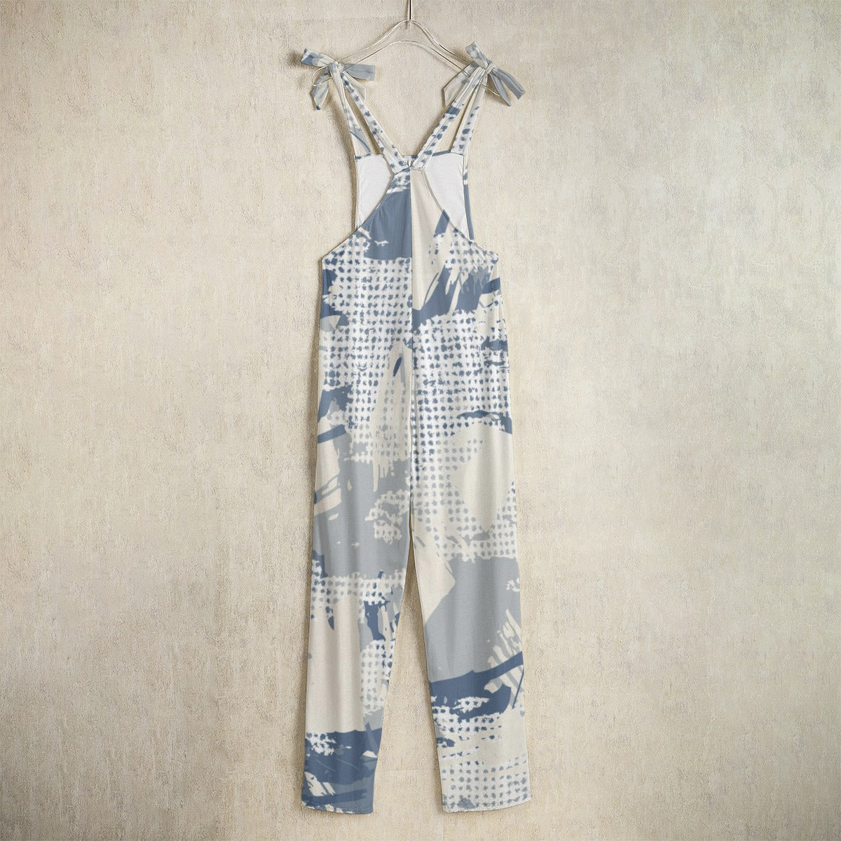 Ptahra B Women's Off White/Blue Paint Design Jumpsuit