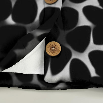 Ptahra Women's Black Leopard Design Flannel Hoodie with Cat Ears