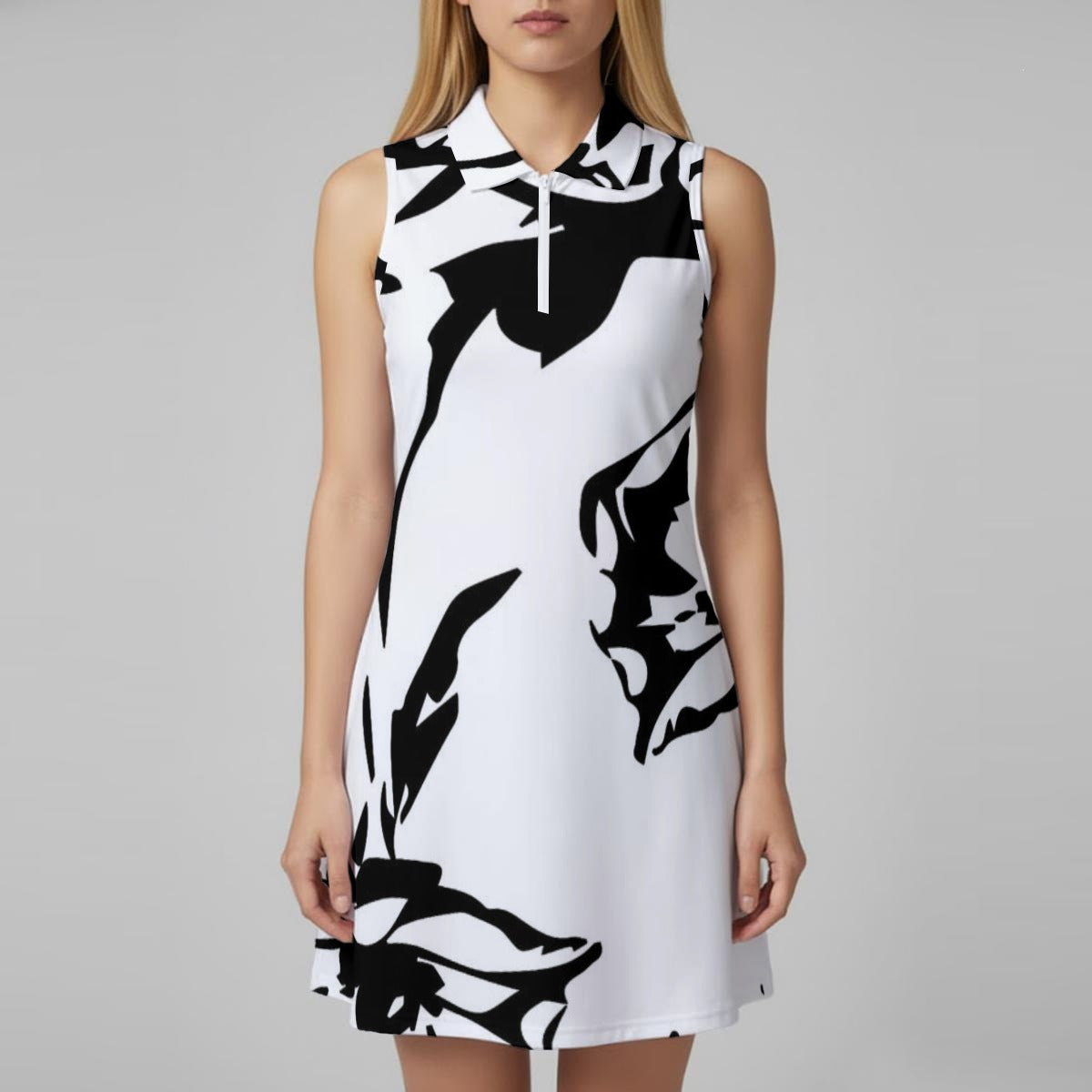 Ptahra Women’s White/Black Floral Sports Dress Set