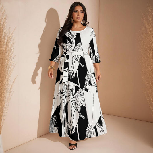 Ptahra Women’s White/Black Floral Maxi Dress