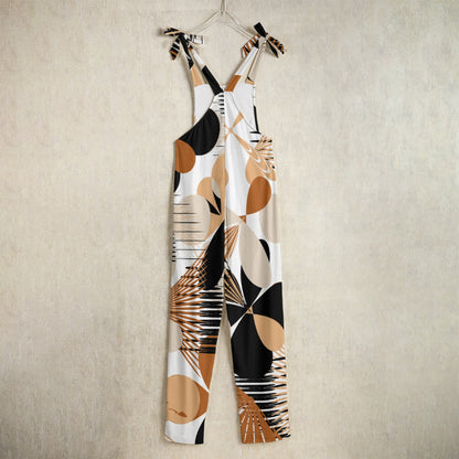 Ptahra B Women's Black/Brown Line Floral Jumpsuit