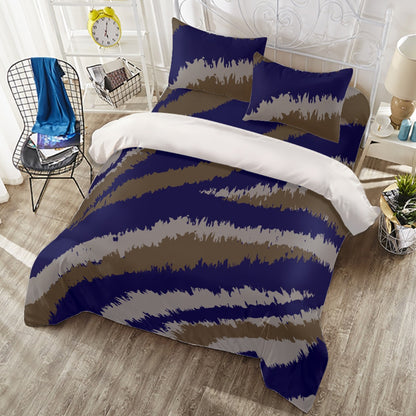 Ptahra B Navy Blue/Grey Design Four-piece Duvet Cover Set