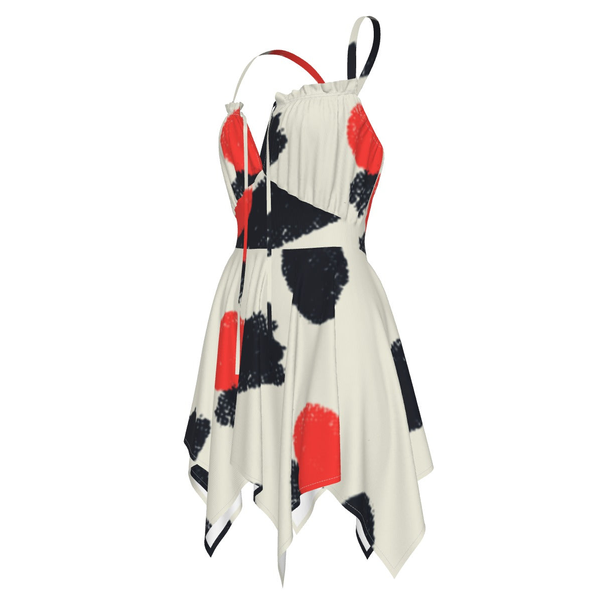 Ptahra B Women's White with Red/Black Spots Slip Dress