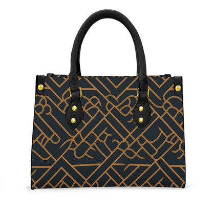 Ptahra B Women's Black/Line Pattern Tote Bag with Black Handle