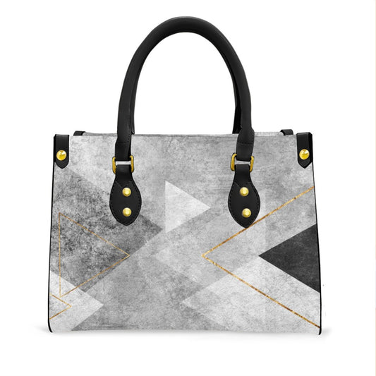 Ptahra B Women's Multi-Grey with Black Tote Bag with Black Handle