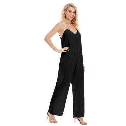 Ptahra Women's Black Loose Cami Jumpsuit