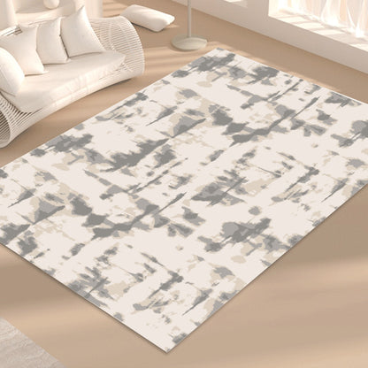 Ptahra B White/Grey Smudge Art Pattern Foldable Rectangular Floor Mat