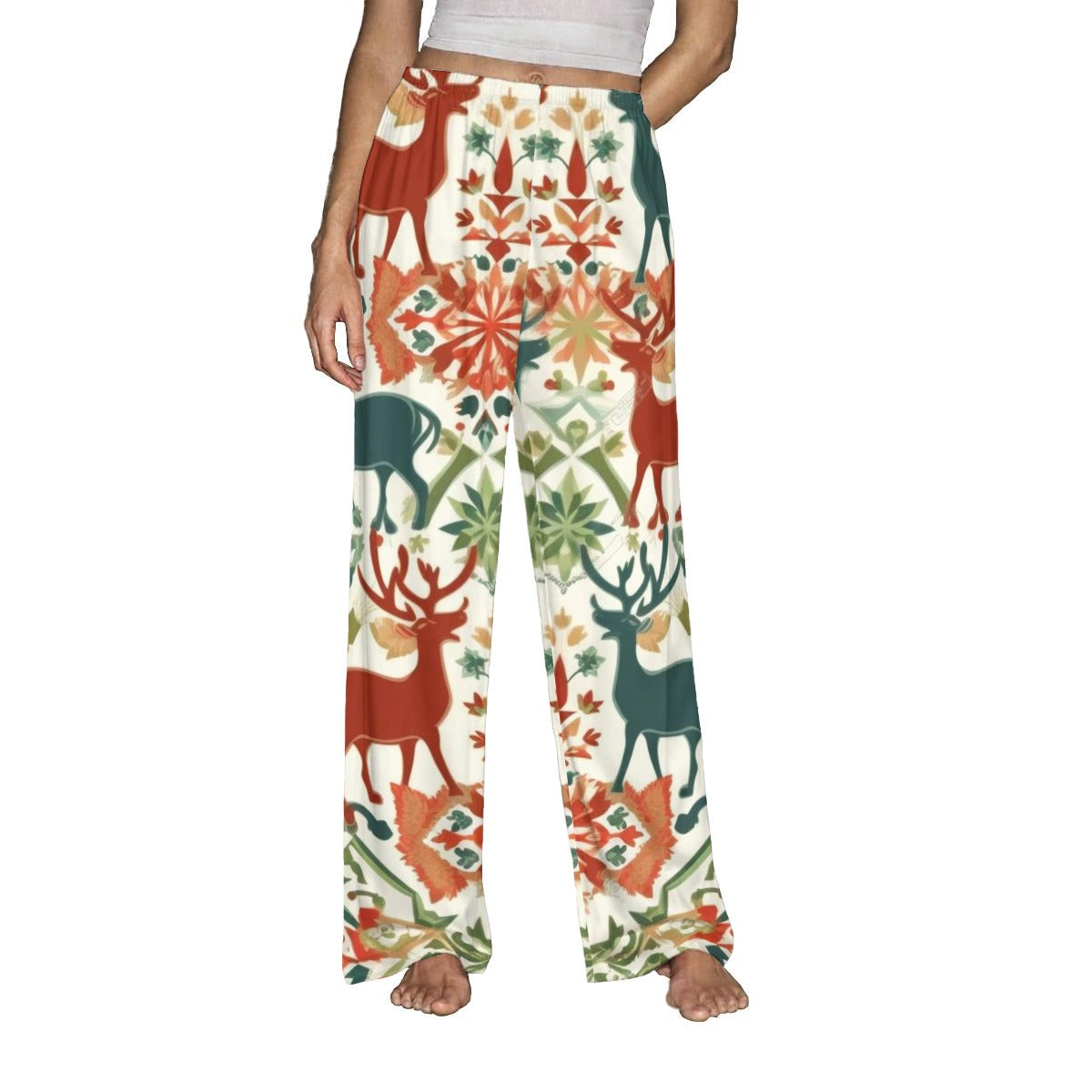 Ptahra Women's Christmas Reindeer Pajama Pants