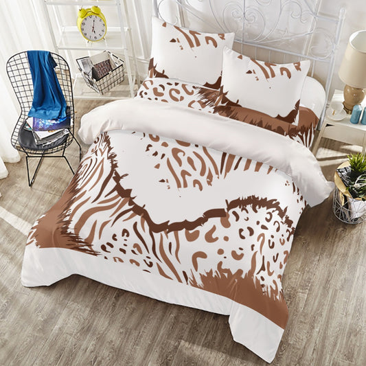 Ptahra B Brown African Animal Style Four-piece Duvet Cover Set
