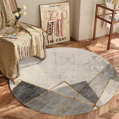 Ptahra B Grey/Gold Art Structured Foldable Round Mat