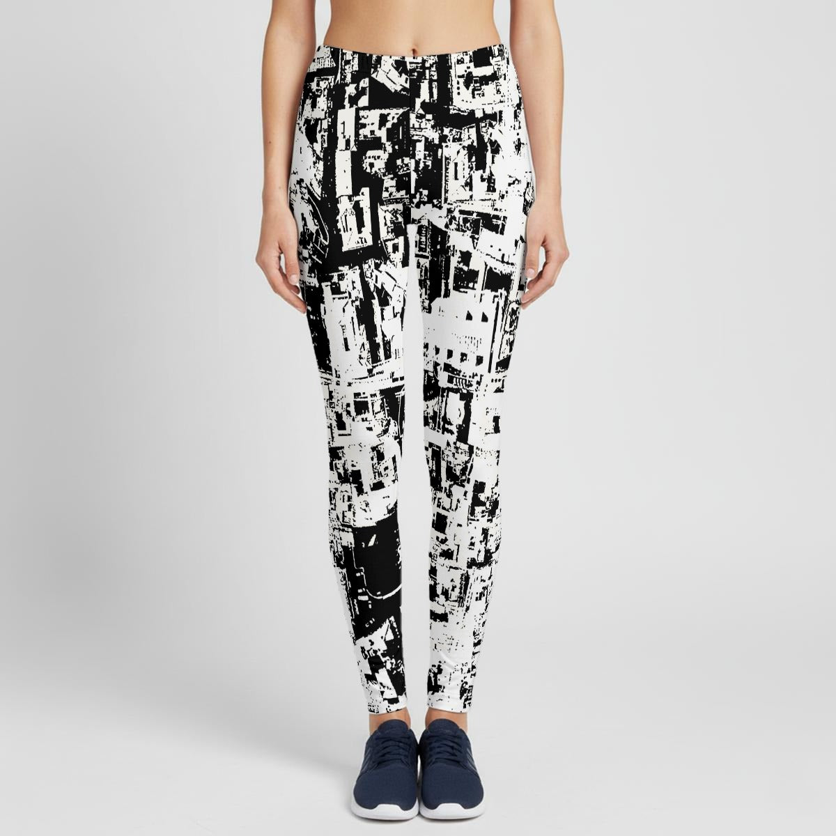 Ptahra Women's White/Black Graphic Artistic Stretch Hoodie Set