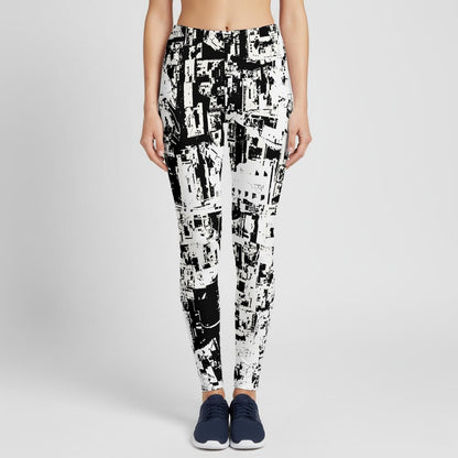 Ptahra Women's White/Black Graphic Artistic Stretch Hoodie Set