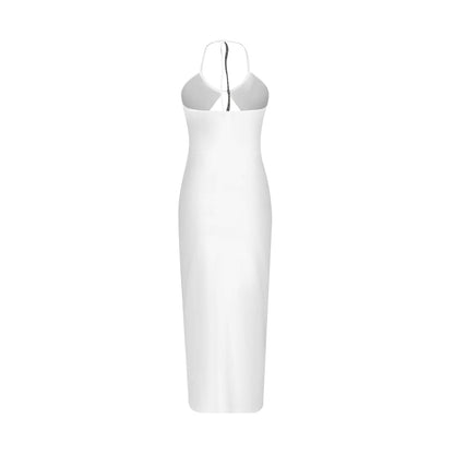 Ptahra Women's White Sexy Hollow Cami Dress