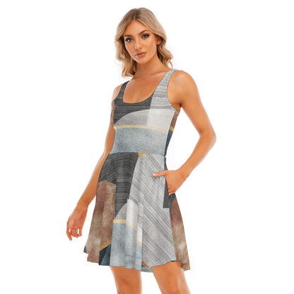 Ptahra B Women's Grey/Brown Modern Tank Vest Dress