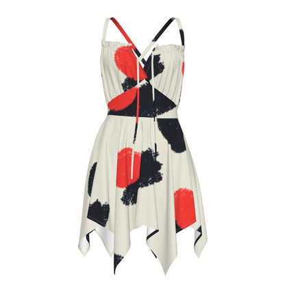 Ptahra B Women's White with Red/Black Spots Slip Dress