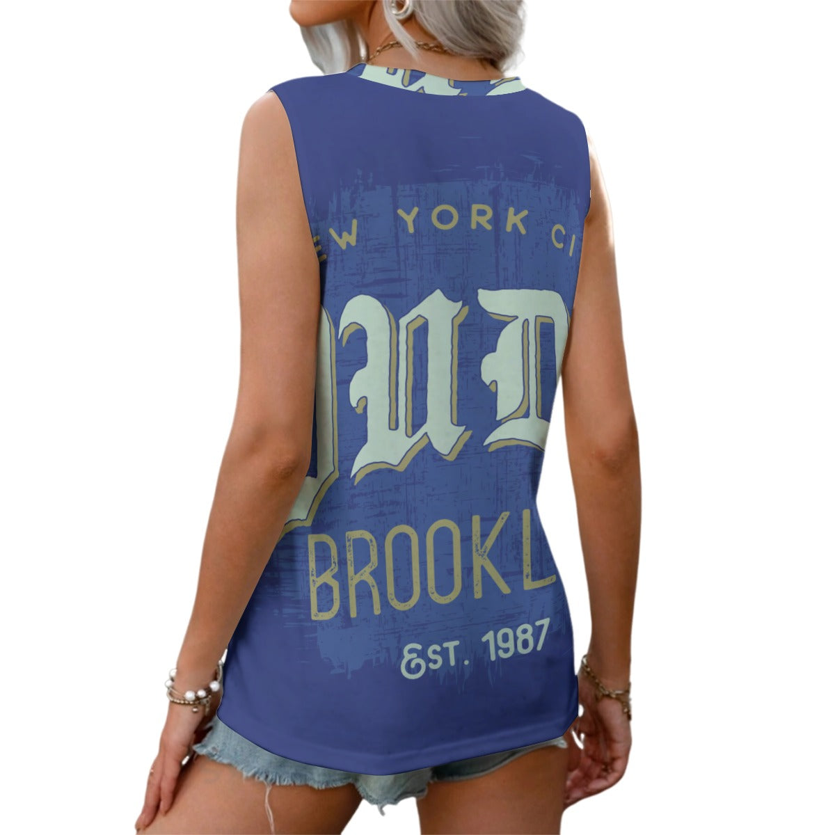 Ptahra B Blue Brooklyn Women's Sports Vest