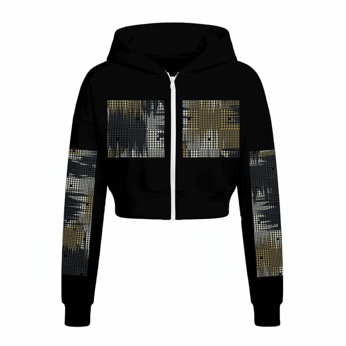 Ptahra Women’s Black/Multi-Pattern Streetwear Tracksuit With Fleece