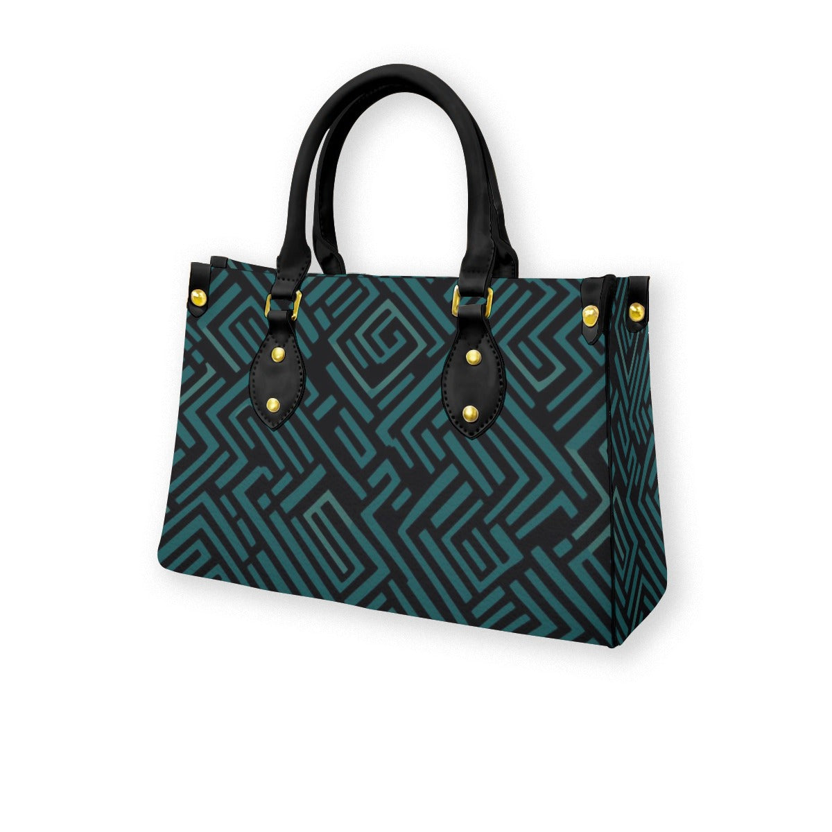 Ptahra B Women's Black/Deep Turquoise Tote Bag with Black Handle