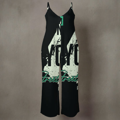 Ptahra B Women’s New York Spaghetti Strap Wide-Leg Jumpsuit