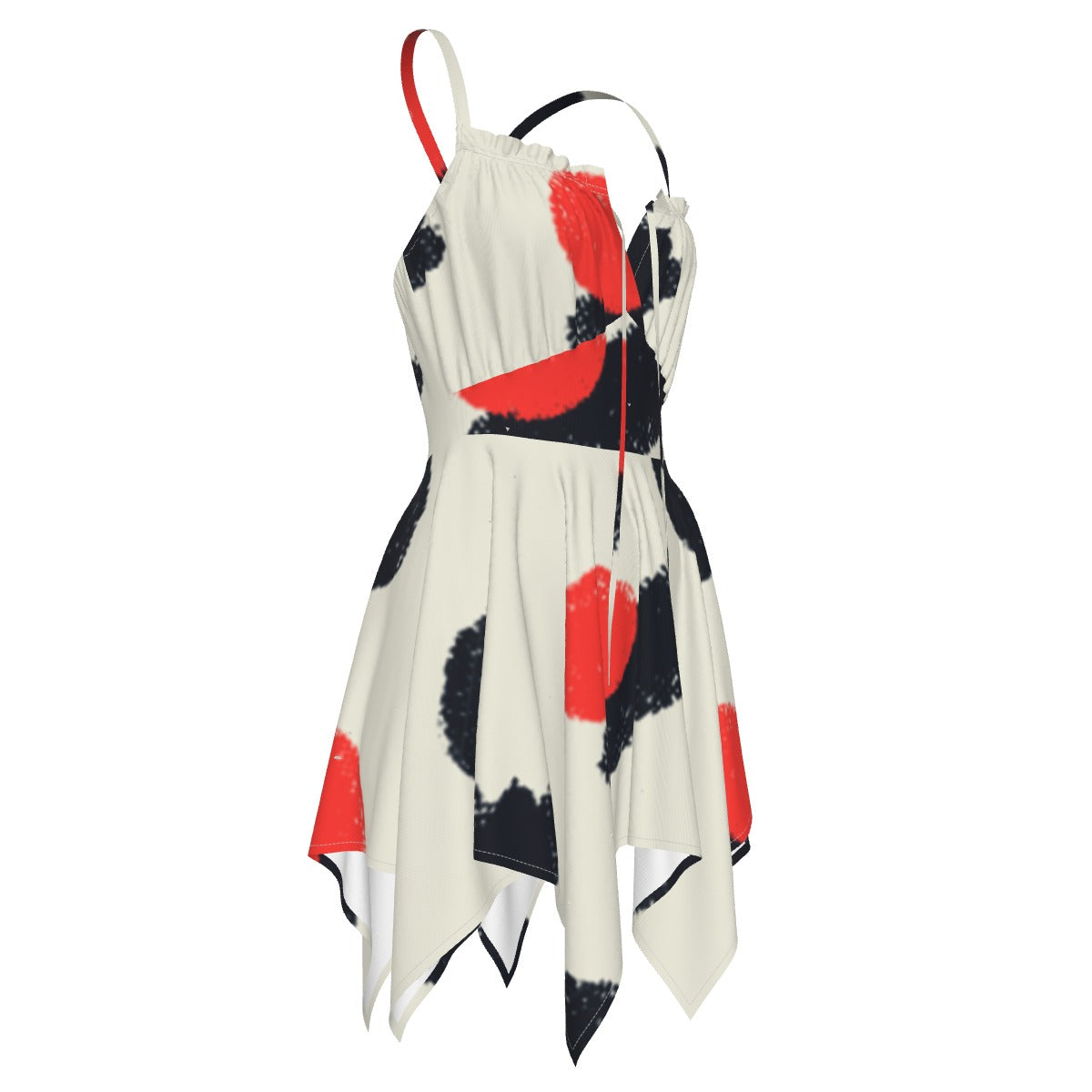 Ptahra B Women's White with Red/Black Spots Slip Dress