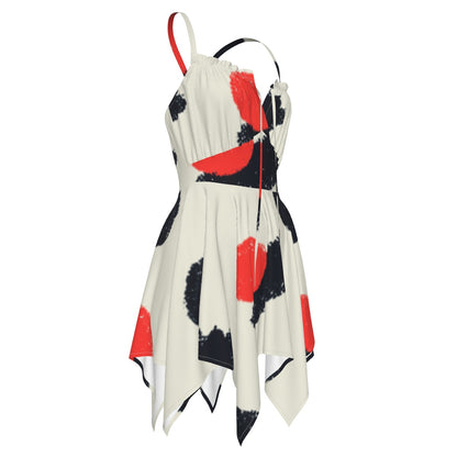 Ptahra B Women's White with Red/Black Spots Slip Dress